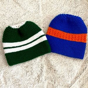 Winter Hat Youth Blue Green Set of 2